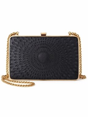 Cara New York Black Geometric Textured Clutch Crossbody